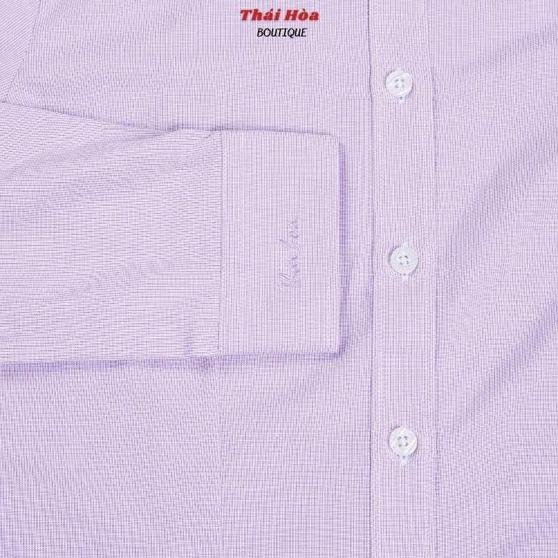 Áo sơ mi nữ màu tím dài tay công sở đẹp kẻ tăm caro chìm cotton Thái Hoà 631-11-01