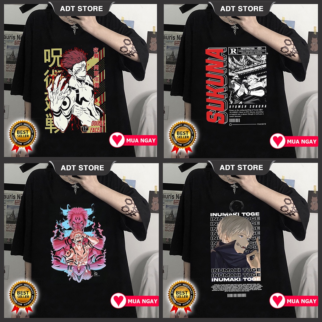4 Mẫu áo thun Jujutsu Kaisen Inumaki Toge  - Ryomen Sukuna Anime Manga màu đen độc đẹp siêu ngầu giá rẻ
