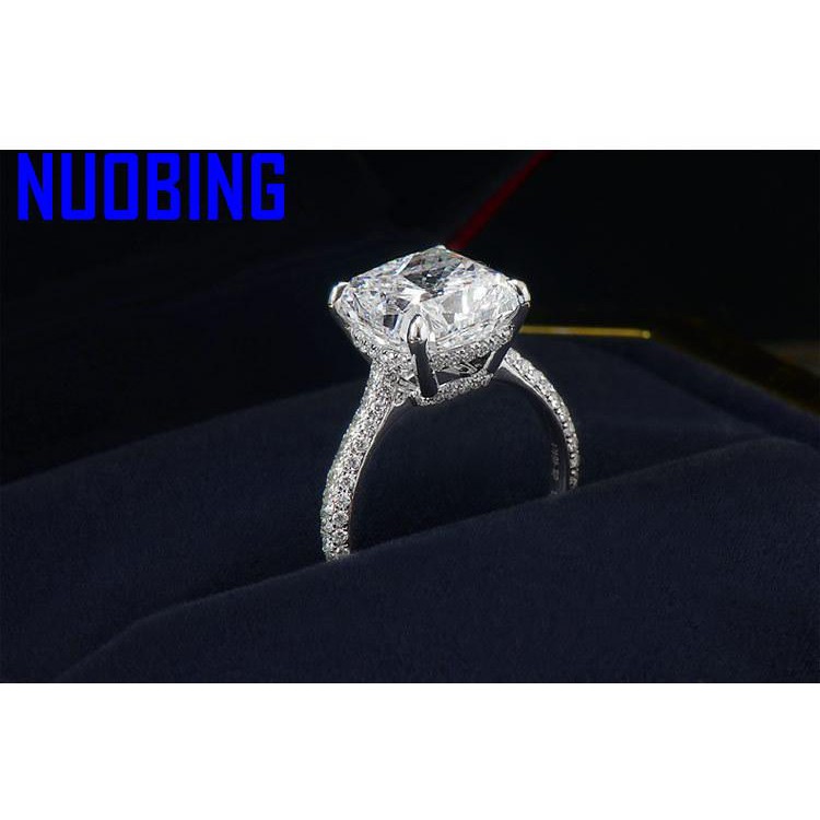 Real S925 Sterling Silver 2 Carats Moissanite With Diamond Ring For Women Fine Anillos Mujer Silver 925 Jewelry Bizuteria Rings|Rings|