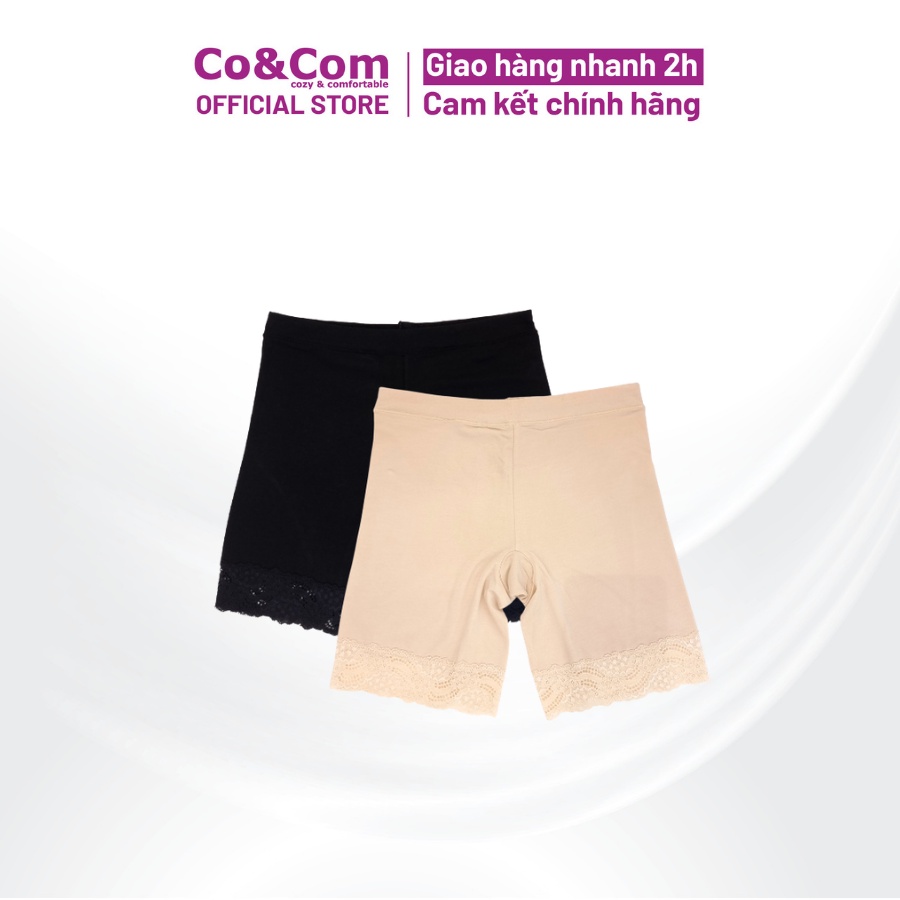 Quần Váy Nữ Cotton Thông Hơi Phối Ren 7P Co&amp;Com QV5158 Co Giãn, Siêu Thấm Hút