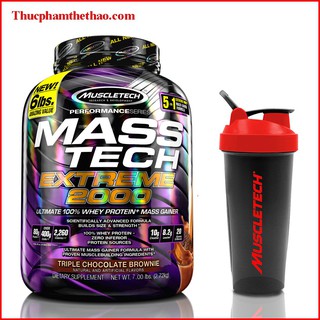 Sữa tăng cân Mass Tech Extreme 2000 7lbs (3.18Kg) – Muscletech USA – Mùi Chocolate, Vani – Kèm quà tặng