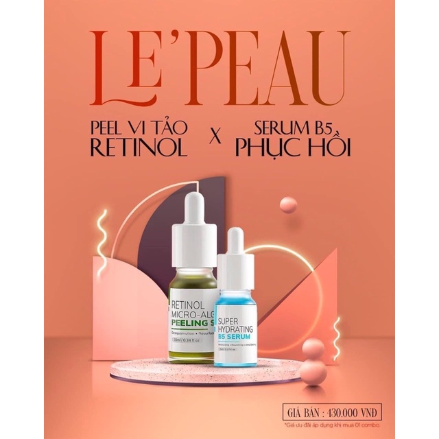 Peel Da Retinol Vi tảo LE PEAU 10ml + Serum tái tạo da sinh học