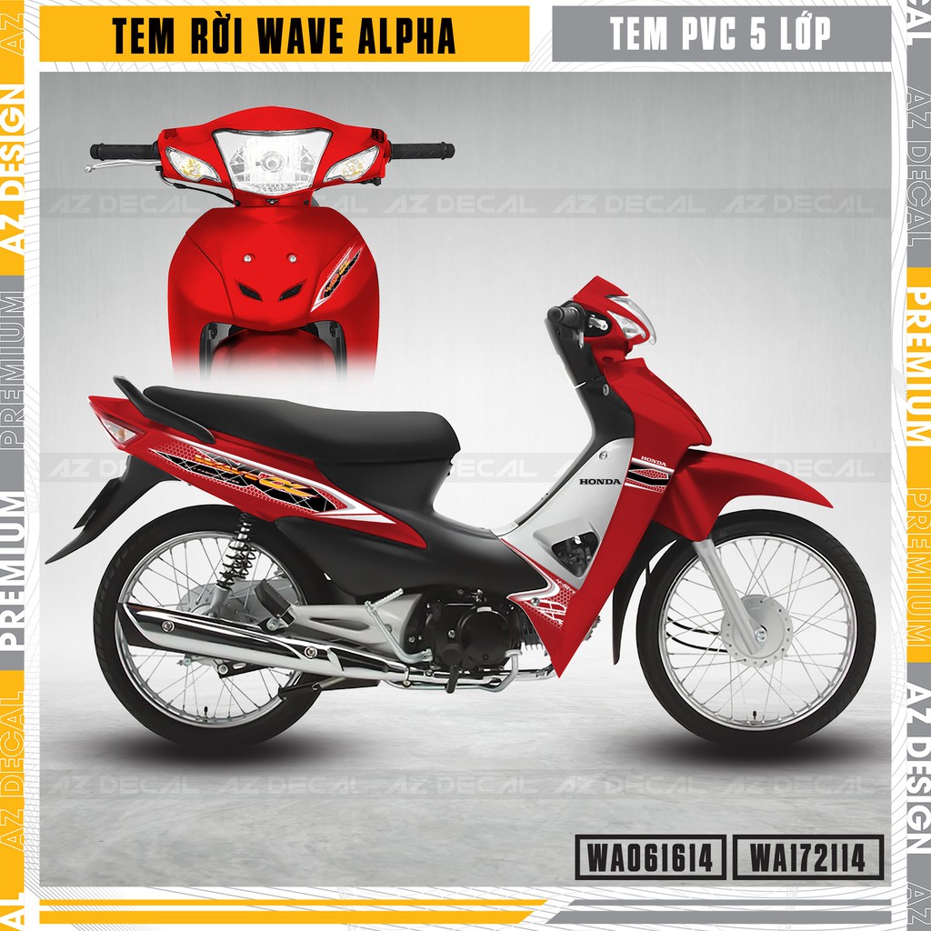 Tem Chế Wave A Mẫu Hoạ Tiết Cách Điệu | WA14 | Tem Rời Chất Liệu Decal PVC Chống Nước, Dễ Dán Cho Xe 100cc &amp;110cc