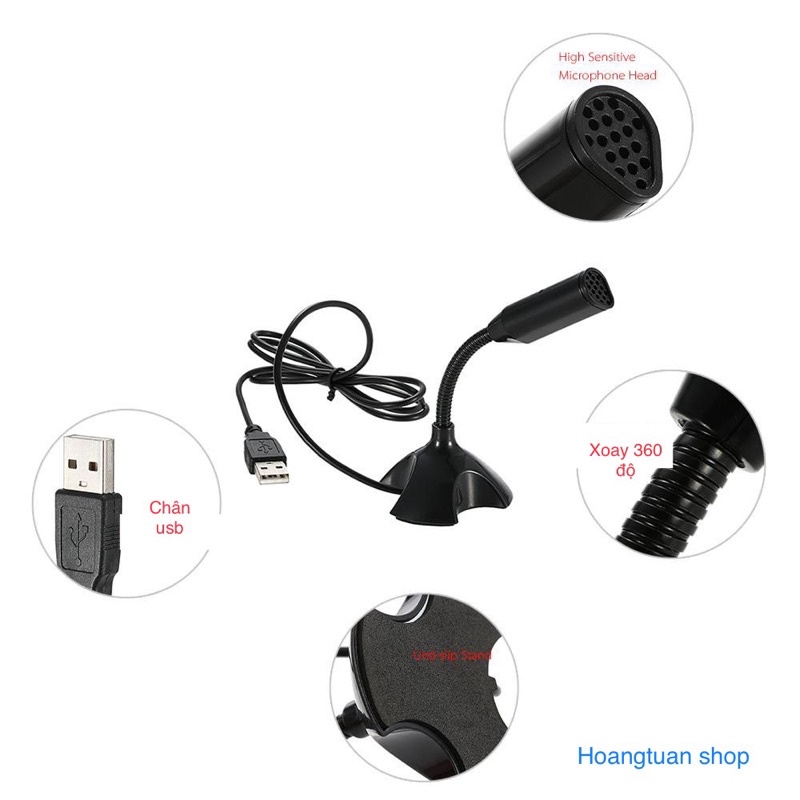 Micro để bàn USB Micro có thể điều chỉnh 360 °