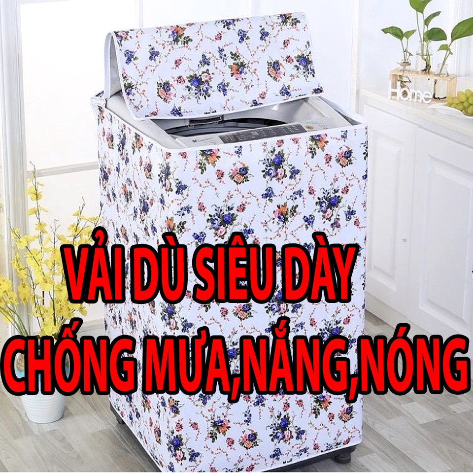 Áo trùm máy giặt Cửa Trên,Cửa Ngang Vải Dù Dày Bền không bị bong tróc vải,khóa kéo,dây kéo loại to