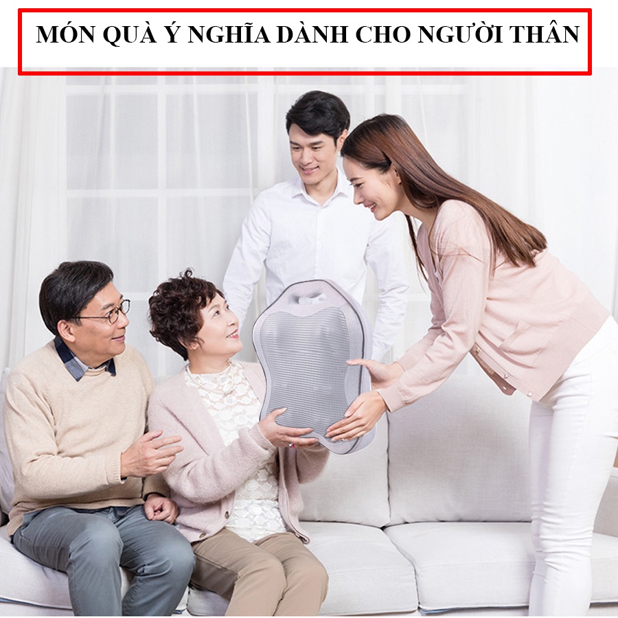 Gối Massage Lưng Vai Gáy 8 Bi Hồng Ngoại Công Nghệ Nhật Bản - Bảo Hành 12 Tháng