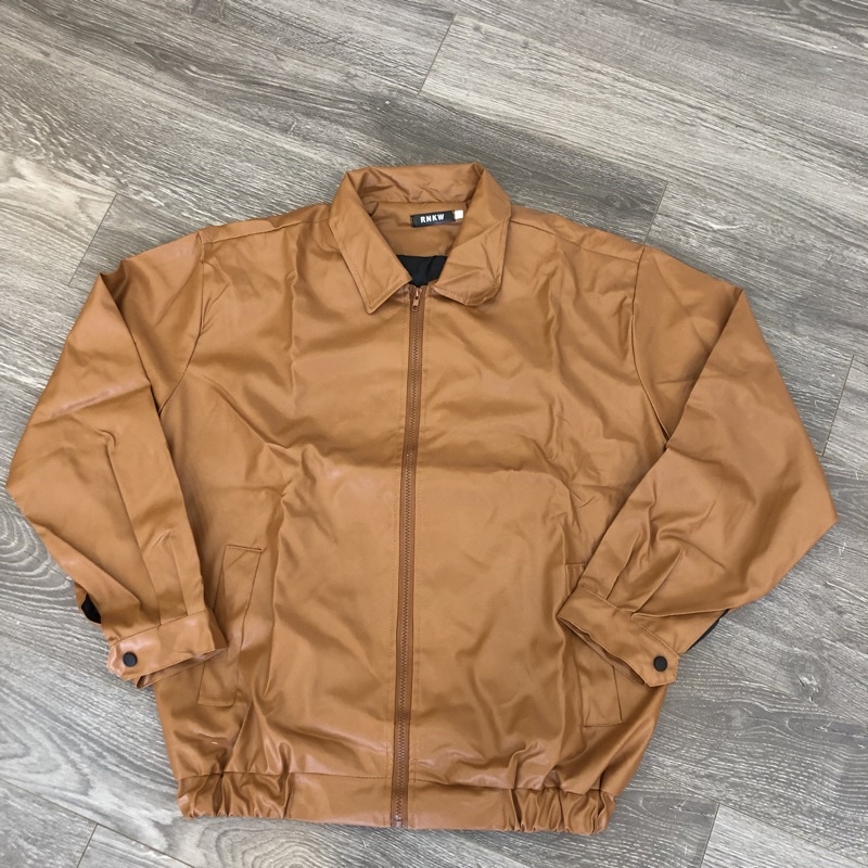 Áo Khoác Leather Jacket Da PU Form Rộng Oversize Màu Đen Nâu Tay Dài Nam Nữ
