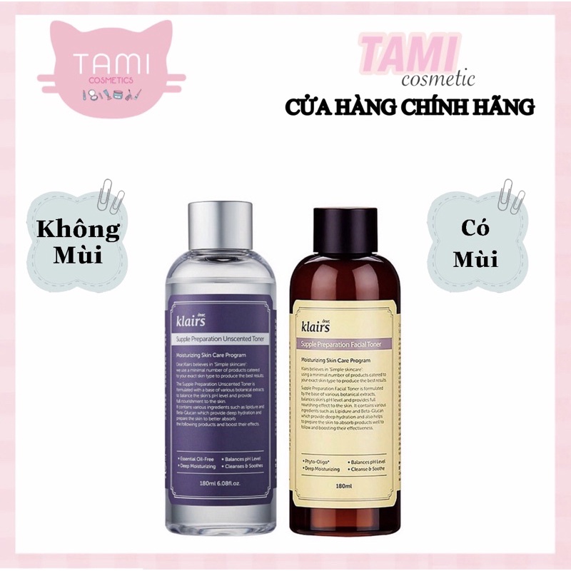 Nước Hoa Hồng Toner Klairs Supple Preparation Unscented / Facial Toner [ Có Mùi / Không Mùi ]