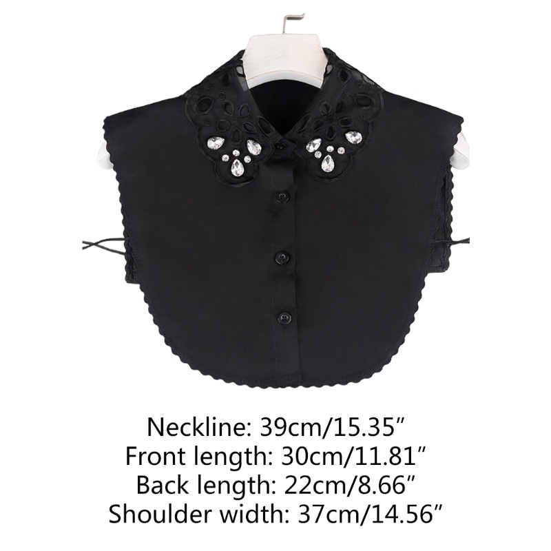 Cổ áo sơ mi giả bằng cotton phối ren hoa đính kim cương giả có thể tháo rời thời trang cho nữ | BigBuy360 - bigbuy360.vn