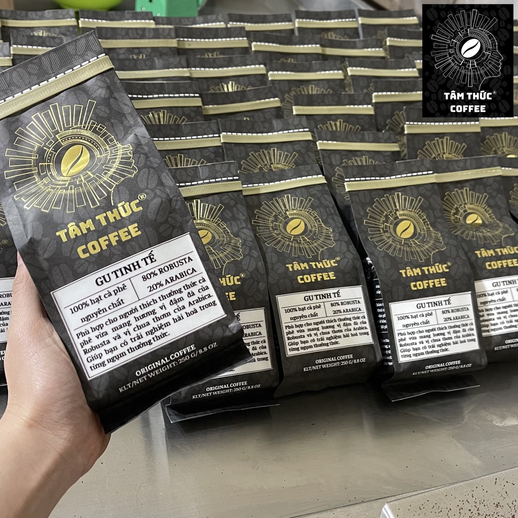 Cà phê nguyên chất Blend Robusta - Arabica rang mộc đậm đà thơm nồng dùng pha phin từ Tâm Thức Coffee - trà Thiên Thảo