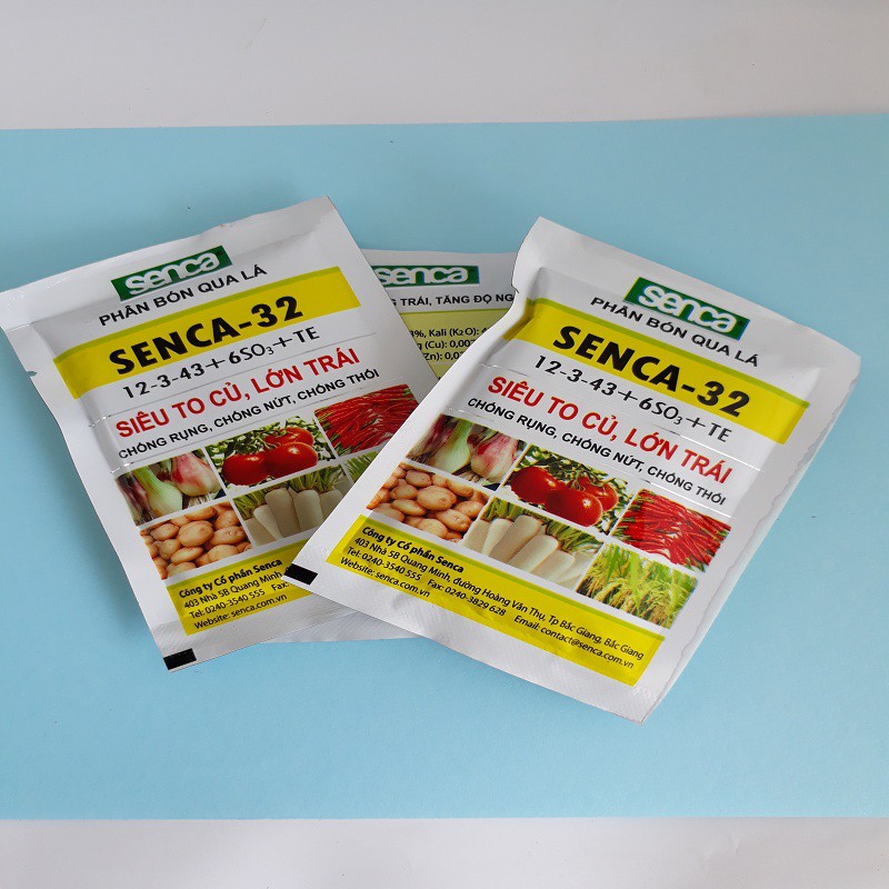 Phân bón lá SENCA 32  15g Giúp cây trồng tăng khả năng ra hoa đậu quả, tăng trọng lượng củ,