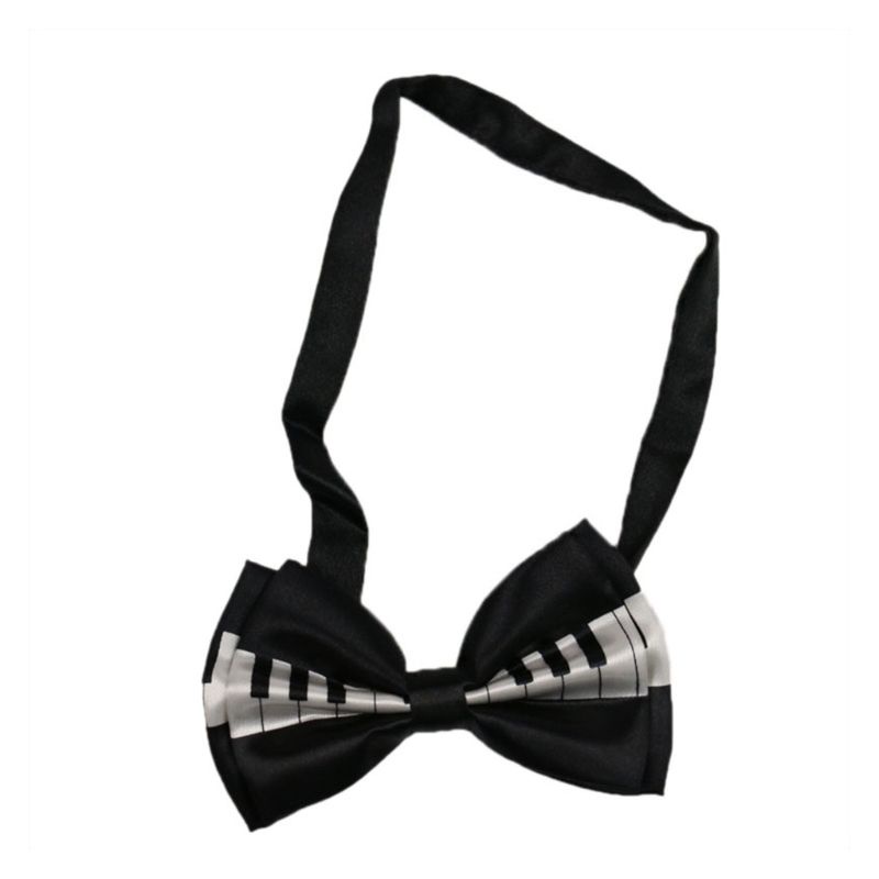 ✿ Set Cà Vạt 2 Trong 1 Họa Tiết Nốt Nhạc Trắng Đen Có Thể Điều Chỉnh Cho Nam Và Nữ