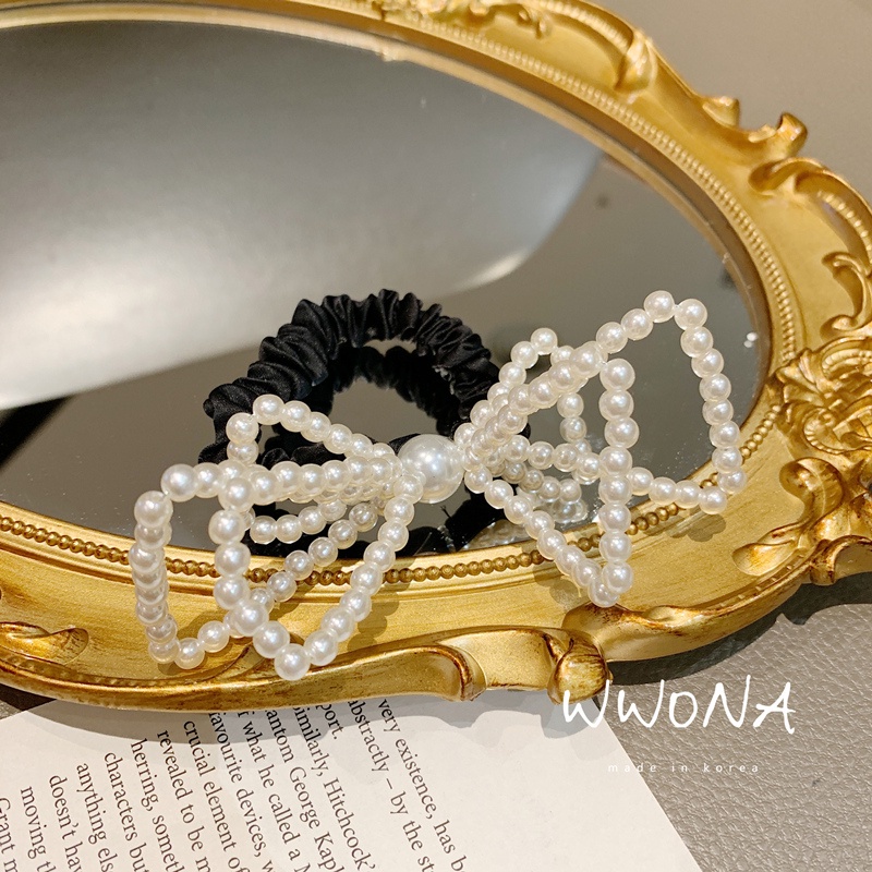 Kẹp Tóc Hình Nơ Lớn Đính Ngọc Trai Đơn Giản Thời Trang Phong Cách Hàn Quốc