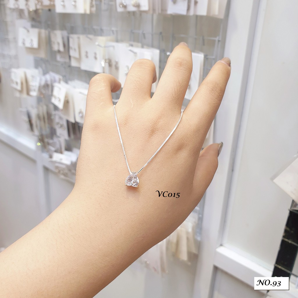 Vòng cổ / Dây chuyền nữ Bạc Ý 925 trái tim pha lê trang sức cao cấp No.93 Jewelry