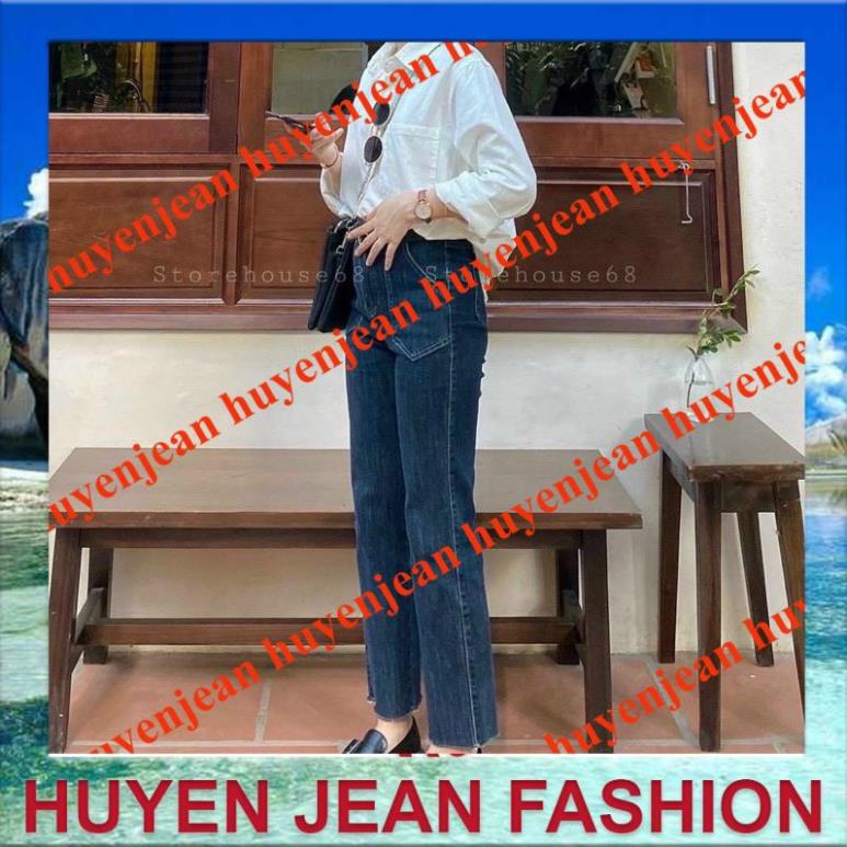 quần jean nữ ống đứng cạp cao co giãn 2 túi trước | BigBuy360 - bigbuy360.vn