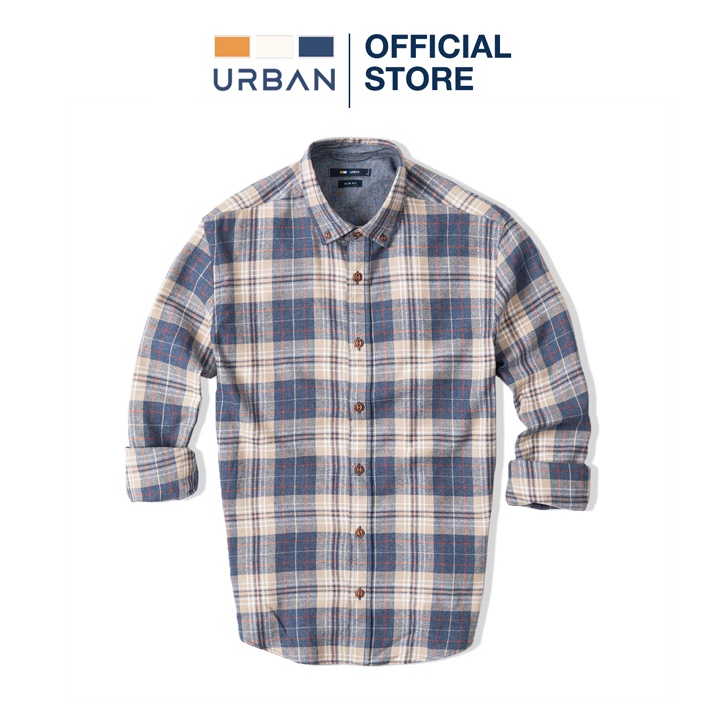 Áo Sơ Mi Dạ Kẻ Nam, Vải Cotton Dạ Urban NO.1197