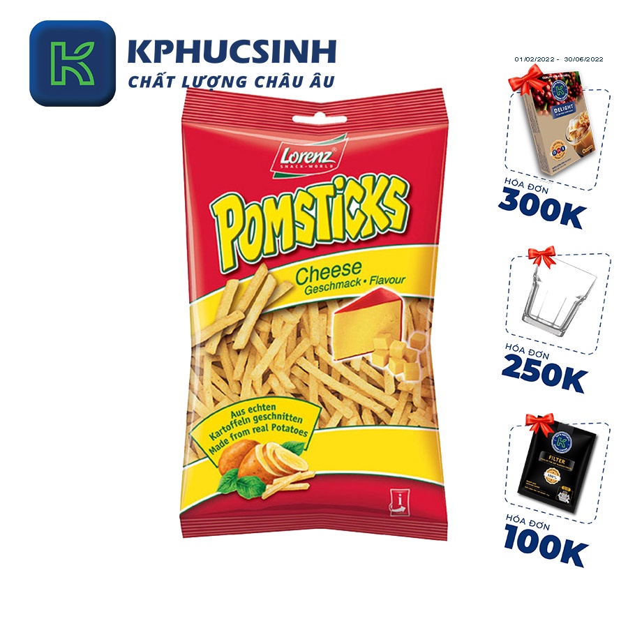 Khoai Tây Chiên Pomsticks Vị Phô Mai Hiệu Lorenz 100G