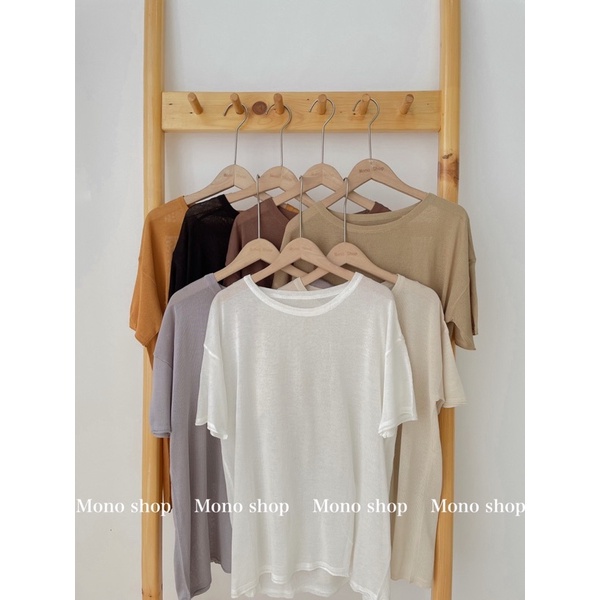 Áo len lưới mỏng xẻ tà dáng rộng, áo dệt kim mỏng nhiều màu (ảnh thật/sẵn)