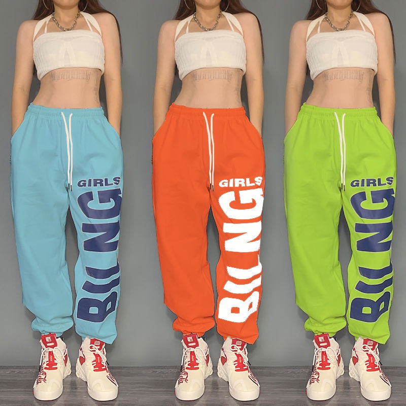 Quần Legging Thể Thao Ống Rộng In Chữ Phong Cách Hip Hop Đường Phố Thời Trang Mới Cho Nữ Y1NE