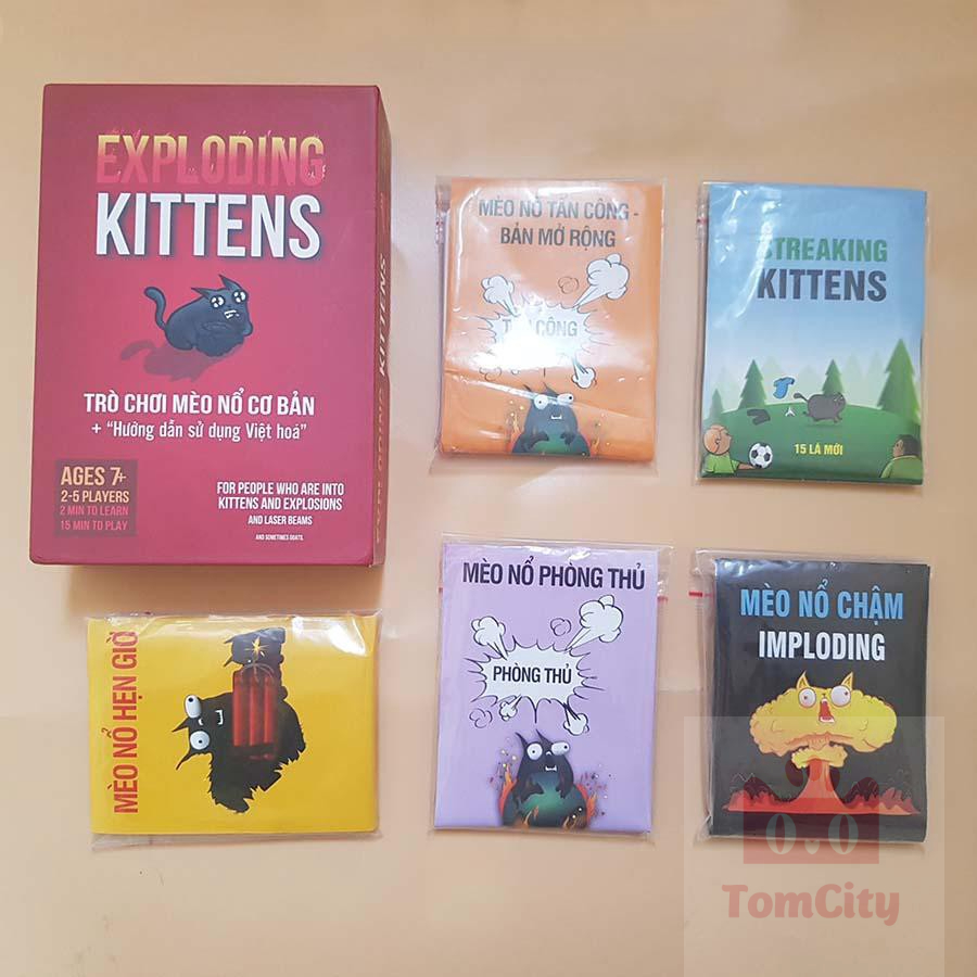 Set Mèo Nổ Tung Thế Giới: Combo Mèo Nổ Exploding Kittens + 5 Bản Mở Rộng