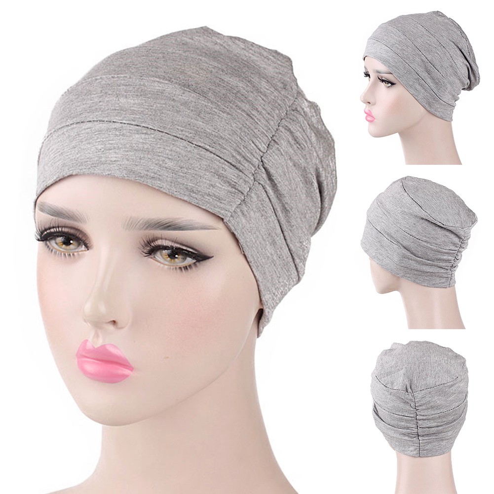 Mũ Beanie Cotton Màu Trơn Chống Rụng Tóc H34