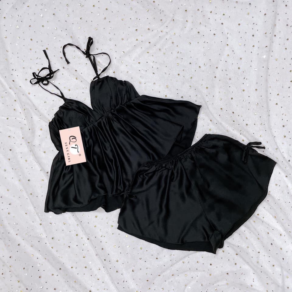 Đồ ngủ sexy- bộ ngủ 2 dây cổ sẻ sâu gợi cảm, chất liệu satin mềm mịn [DN4] | BigBuy360 - bigbuy360.vn