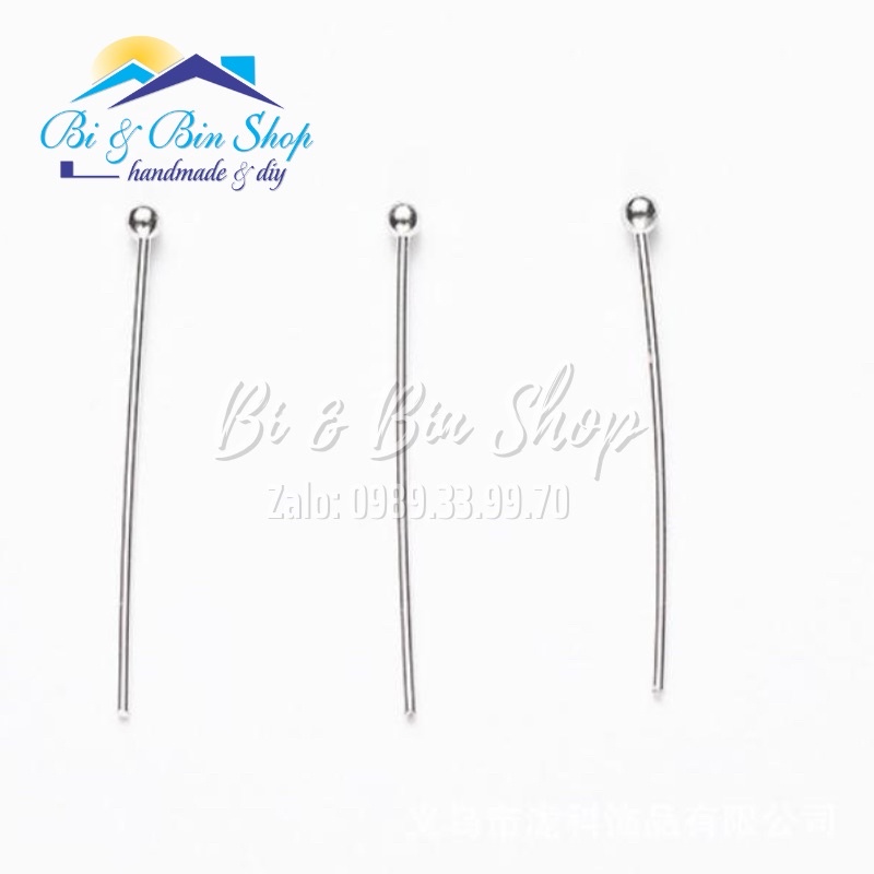 20 Cái Đinh Xỏ Inox Đế Hạt Tròn Dùng Làm Trang Sức Handmade