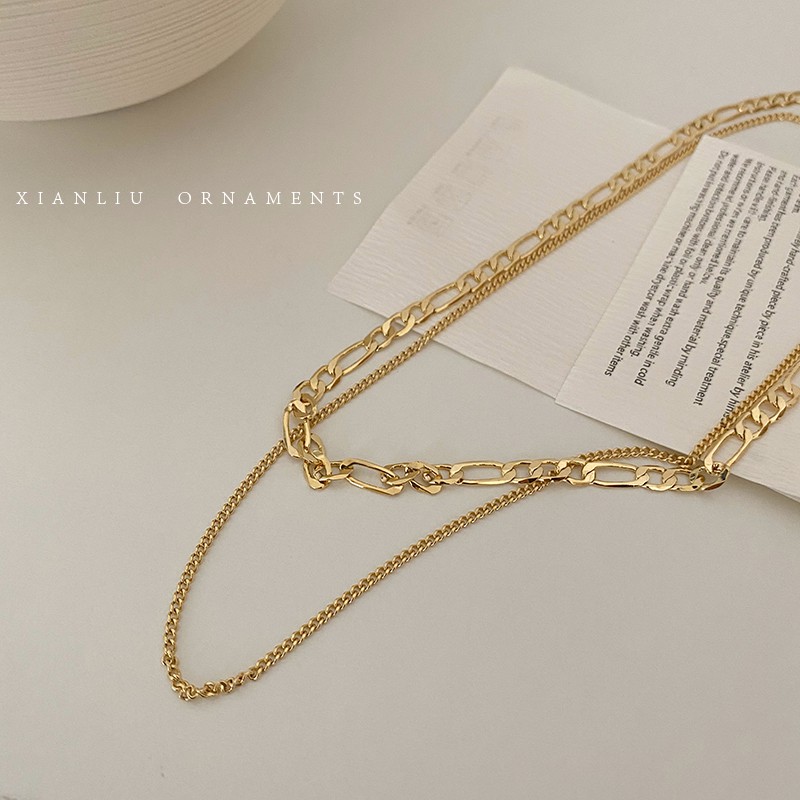Vòng Cổ Nữ Dây Xích Đôi Vàng Gold Hàn Quốc - VC004