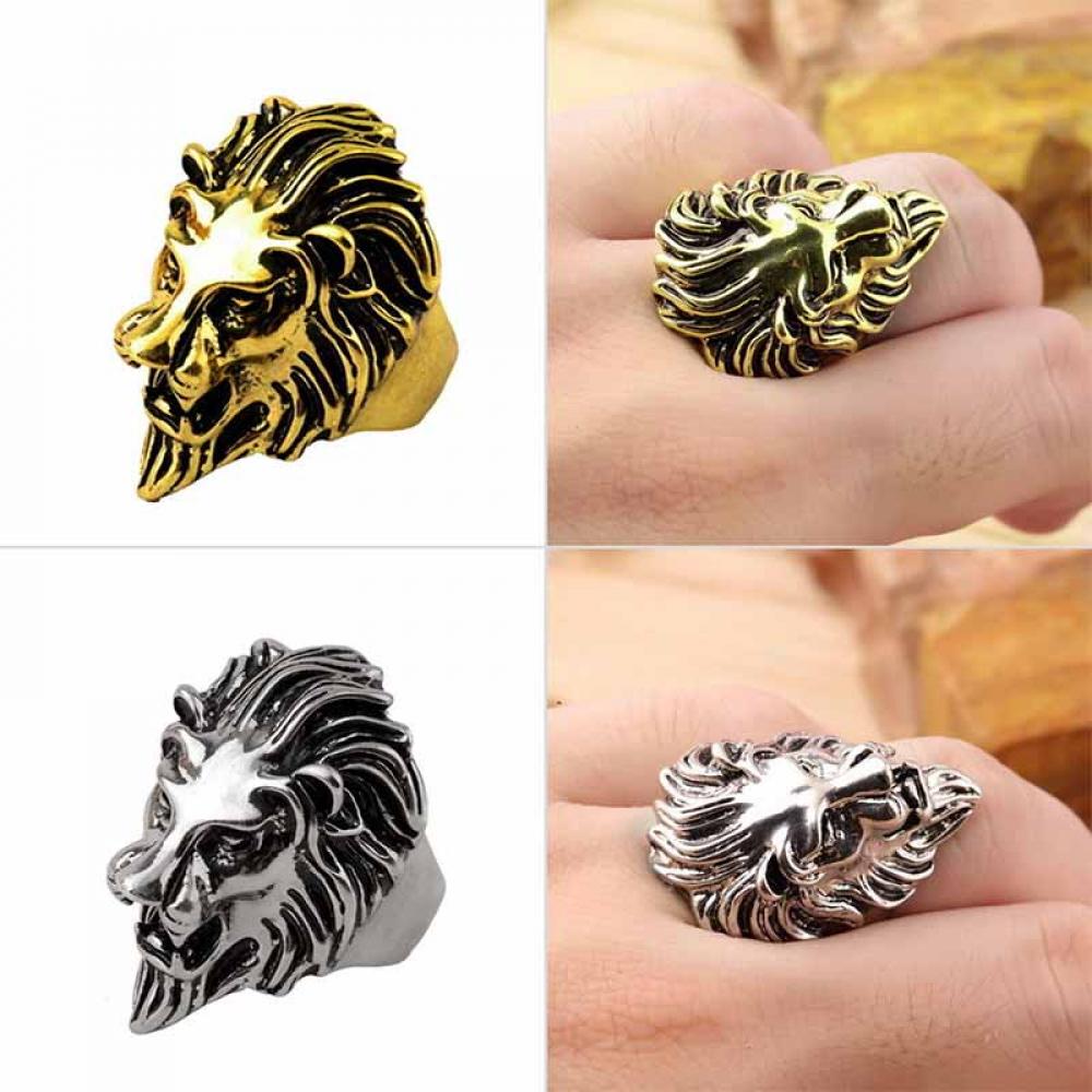 Nhẫn Thép Không Gỉ Hình Đầu Sư Tử Phong Cách Cổ Điển Cá Tính Dành Cho Nam