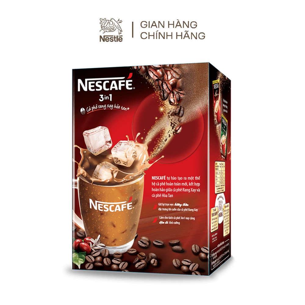 [Tặng Ly thủy tinh] NESCAFÉ 3in1 Cà phê rang xay hòa tan Đậm đà hài hòa (20 gói x 17g)