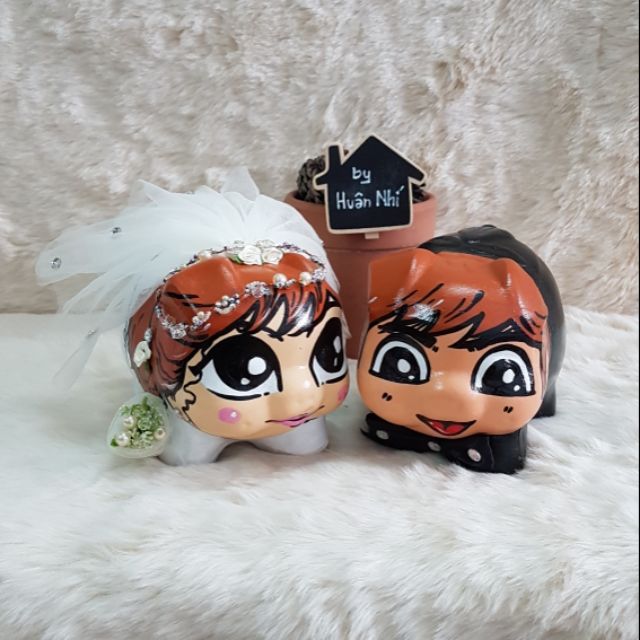 Heo đất handmade - combo cô dâu & chú rể