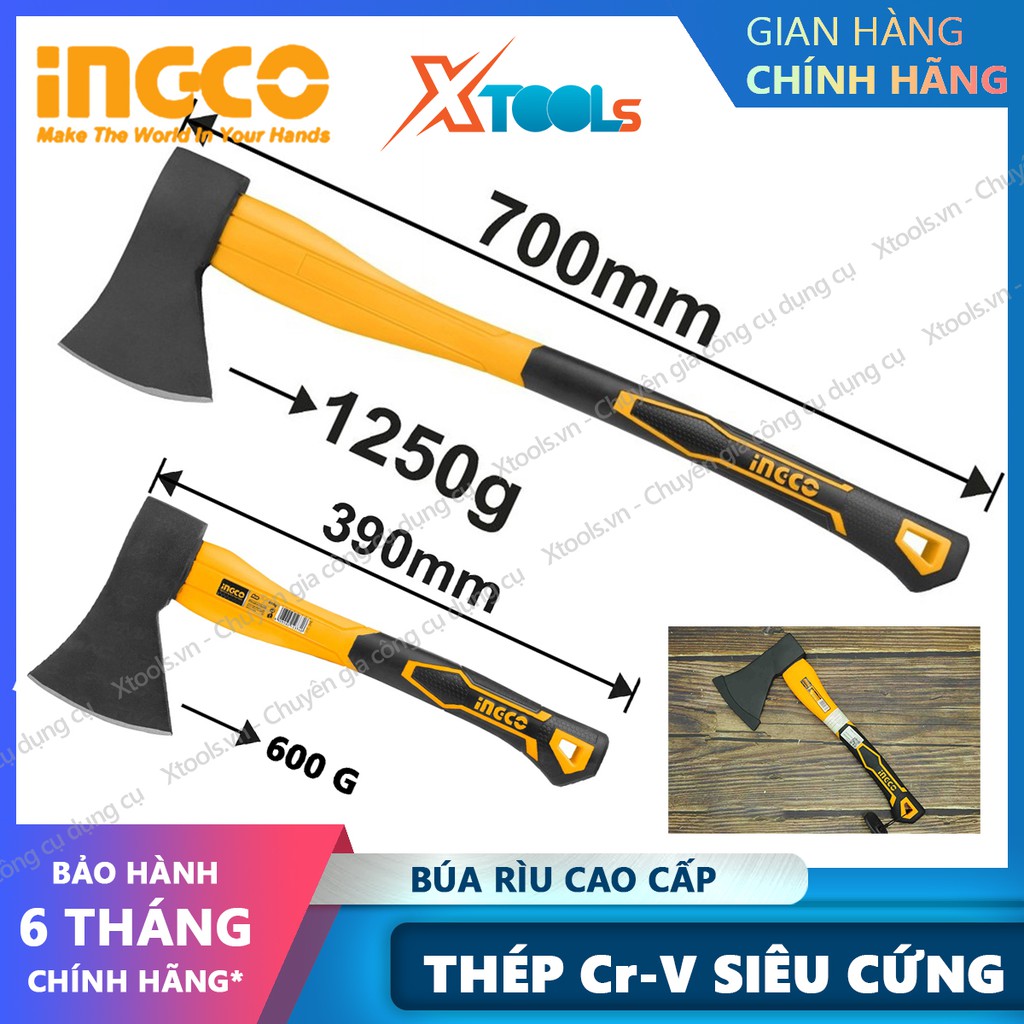 Búa rìu đa năng INGCO thép Cr-V rìu đa năng cán nhựa dã ngoại, sinh tồn,đi rừng, chặt cây, cứu hộ, thoát hiểm, phá kính