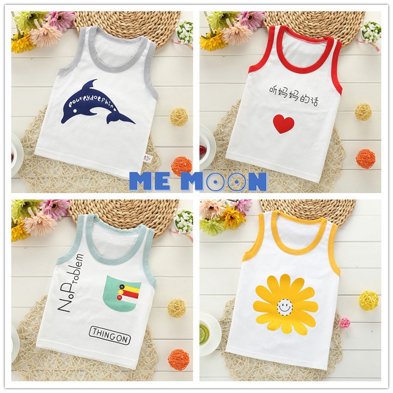 Combo 5 Áo phông 3 lỗ trẻ em mùa hè cho bé trai gái vải cotton co giãn 4 chiều thấm hút mồ hôi bé 1-5 tuổi