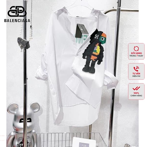 Áo Sơ Mi Unisex In Chữ Balenciaga