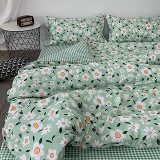 Bộ chăn ga gối cotton poly hoa xanh