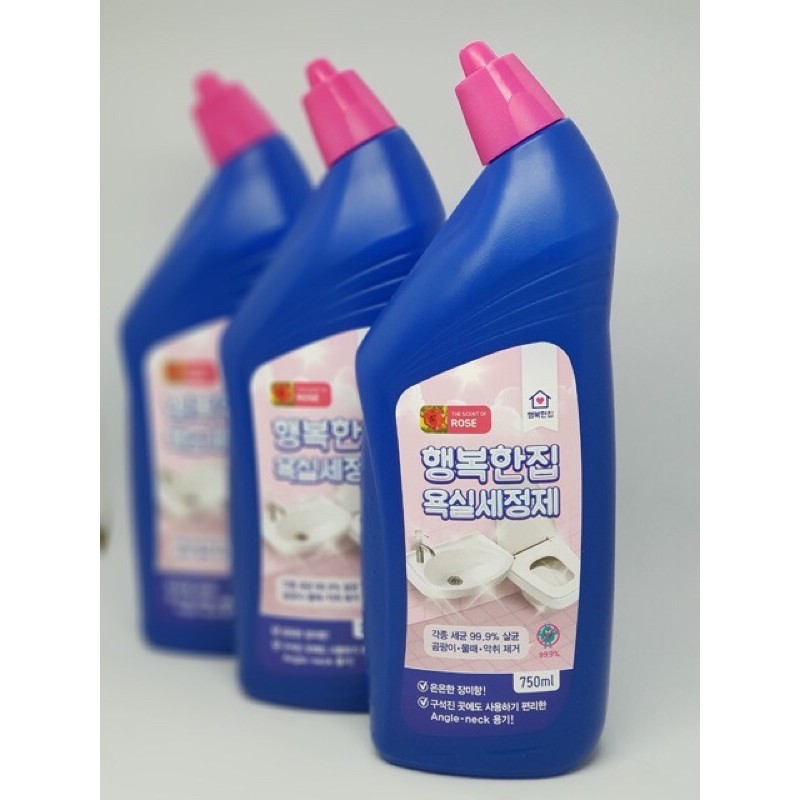 Nước tẩy rửa vệ sinh Heangbokkanjip Hàn Quốc 750ml- màu xanh biển: hương hoa hồng