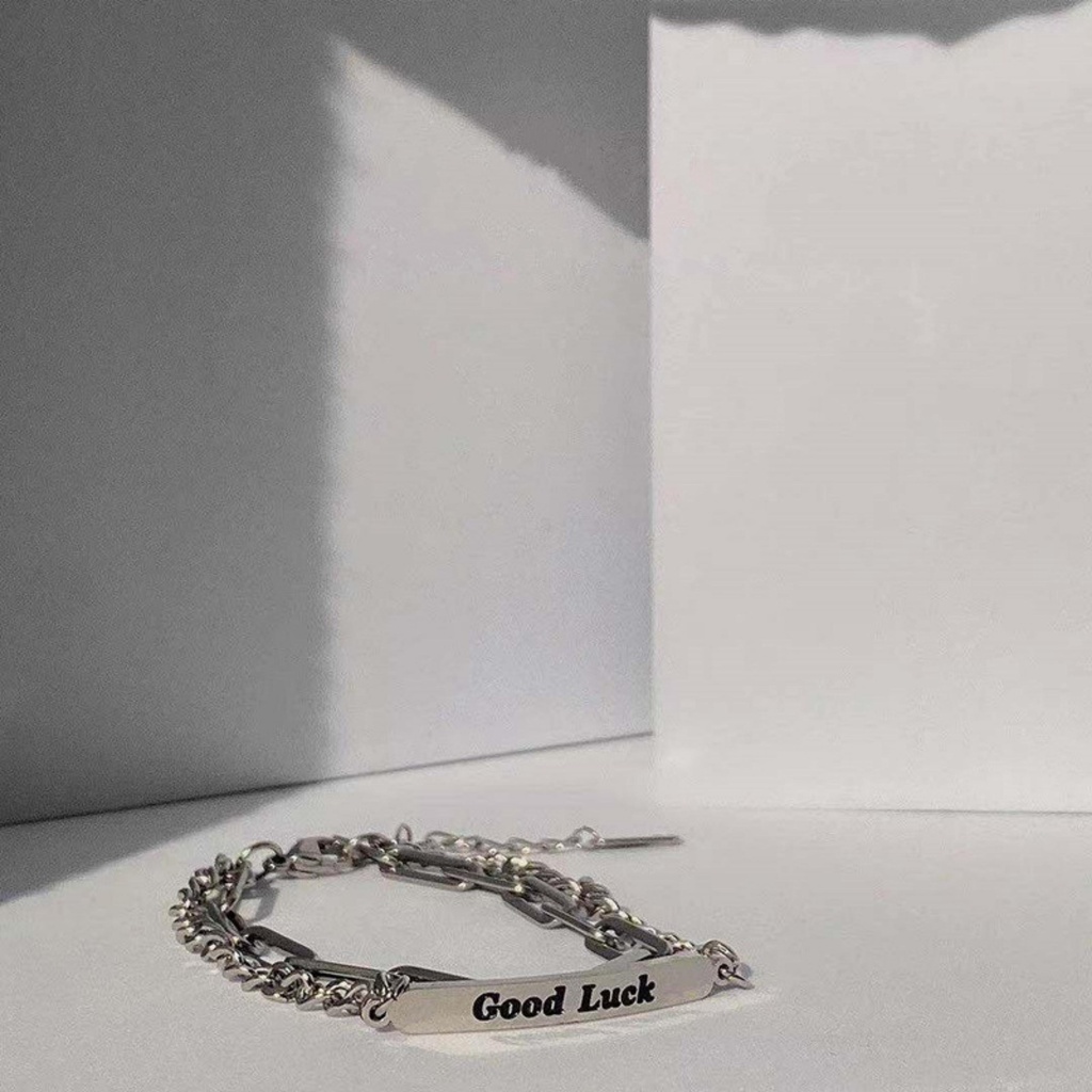 Vòng tay nam nữ Good Luck LETIS VT20, lắc tay thép titan không gỉ màu bạc cá tính chất liệu bền bĩ