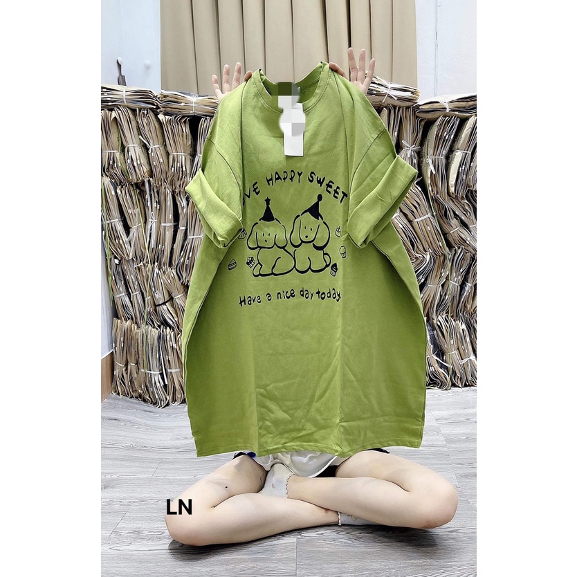 Áo phông 2 con chó form thụng-3L5N