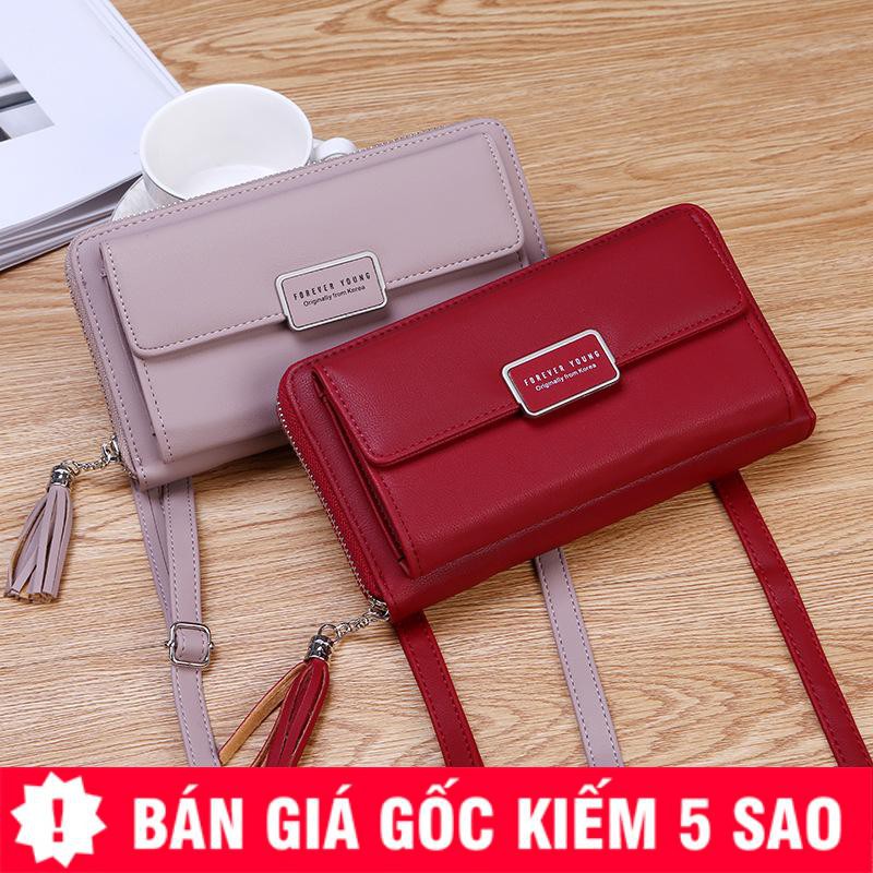 [Mã FATHANG5 giảm 10K đơn 50K] Ví Forever Young Đeo Chéo Tua Rua Khuy Vuông P1344