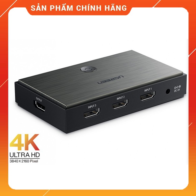 Bộ gộp HDMI 2.0 3 vào 1 Ugreen 50709 chính hãng hỗ trợ 4K2K@60Hz- Hàng Chính Hãng