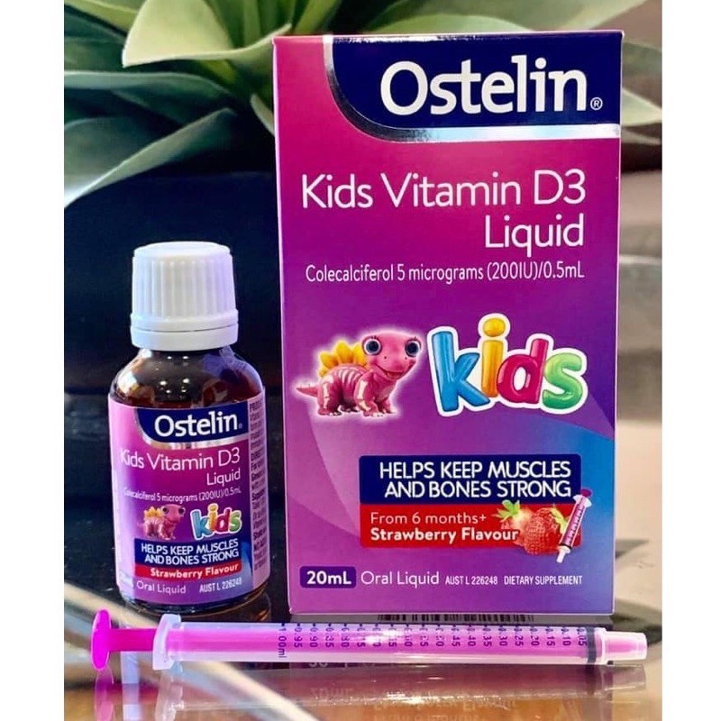 Sirô Vitamin D3 cho bé từ 6m+ OSTEELIN Kids Vitamin D3 Liquid 20ml ncủa Úc