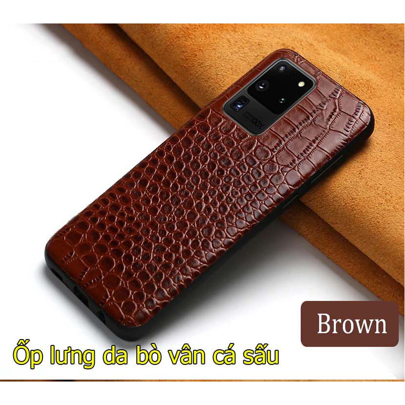 Ốp lưng da bò Samsung Note 20 Ultra/ S20 ultra/ Note 10 plus/ S10 plus vân cá sấu
