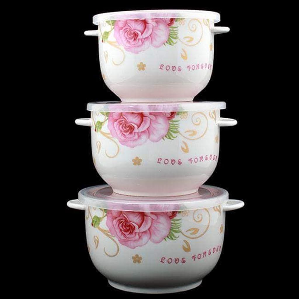 BỘ BA BÁT SỨ HÚT CHÂN KHÔNG SIÊU ĐẸP IN HOA DỄ THƯƠNG CÓ TAI CẦM HOẶC KHÔNG CÓ TAI CẦM[ƠHANGF LOẠI 1] CAM KẾT DÀY DẶN