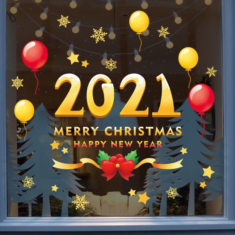 Decal dán Noel HÍT TĨNH ĐIỆN - 2021 ĐÁNG YÊU CHÀO LỄ