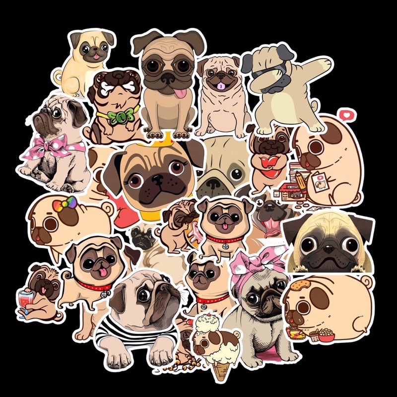 combo 30-60 ảnh sticker Chó PUG/hình dán Sticker chó PUG