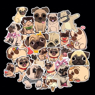 Sticker chó pug set 30-60 ảnh khác nhau ép lụa/ hình dán chó pug