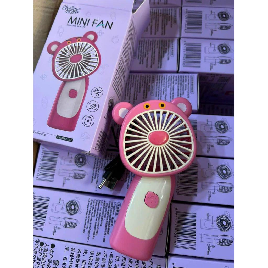 QUẠT TÍCH ĐIỆN MINI HÌNH GẤU HỒNG SIÊU XINH TIỆN LỢI
