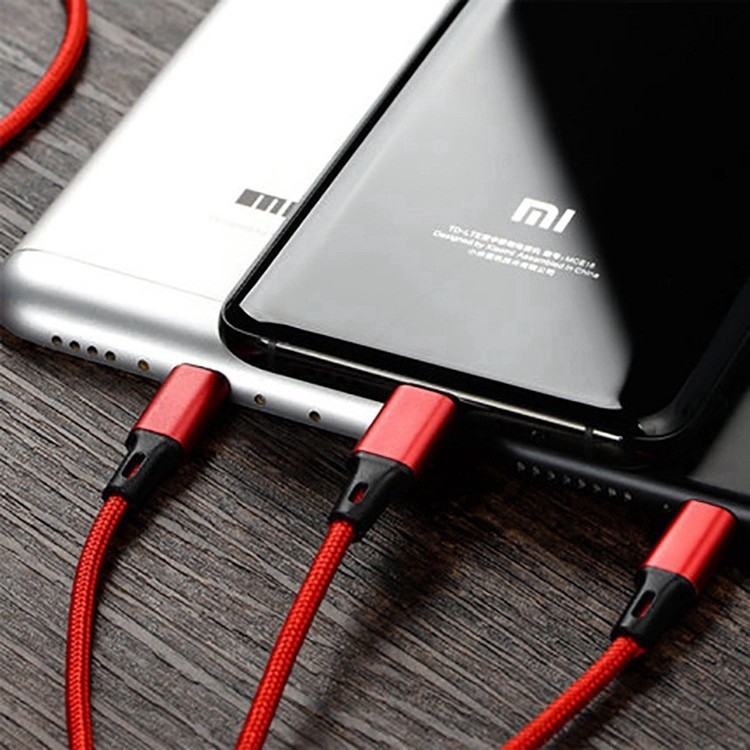 Cáp Sạc Ba Đầu Lightning + Type-C + Micro Usb - Sạc Nhanh 3.0A, Truyền Dữ Liệu Cao 3 Trong 1 Android , Iphone | Csdaydu