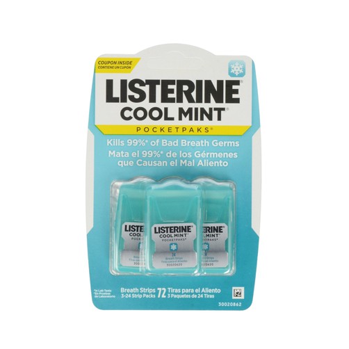 Miếng ngậm thơm miệng Listerine Pocketpaks (Vĩ 3 hộp x 24 miếng)