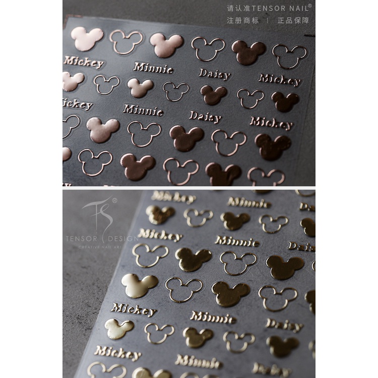 Miếng Dán Trang Trí Móng Tay Hình Chuột Mickey Mạ Vàng M-029